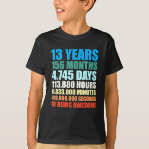 13th Birthday Gift Boy 13 Years Being Awesome T-Shirt