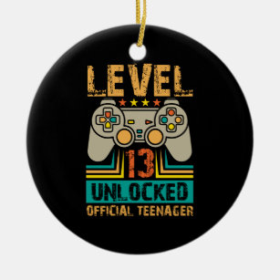 13th Birthday Gift Boys Level 13 Unlocked Official Ceramic Ornament