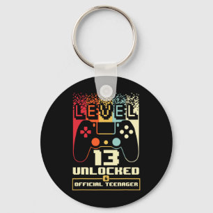 13th Birthday Gift Boys Level 13 Unlocked Official Key Ring