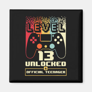 13th Birthday Gift Boys Level 13 Unlocked Official Magnet