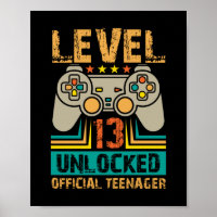 13th Birthday Gift Boys Level 13 Unlocked Official