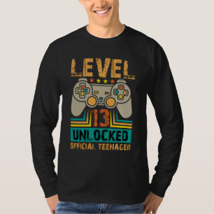 13th Birthday Gift Boys Level 13 Unlocked Official T-Shirt