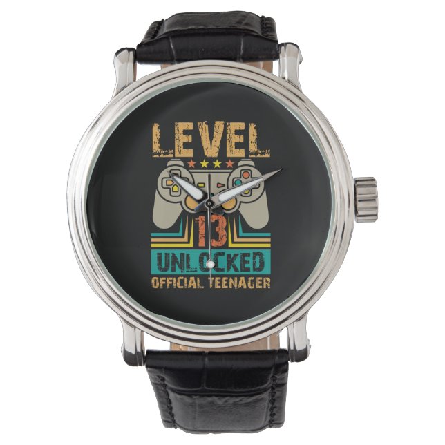 13th Birthday Gift Boys Level 13 Unlocked Official Watch (Front)