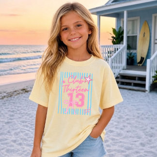 13th Birthday Gift for Girls Striped  T-Shirt
