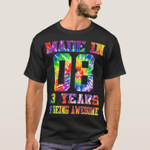 13th Birthday Gift for Teen Tie Dye Made in 2008 T-Shirt