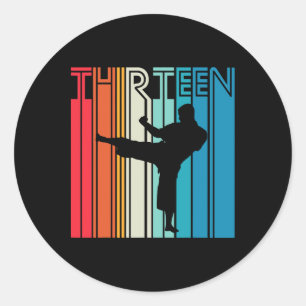 13th Birthday Gift Karate Retro Taekwondo Martial Classic Round Sticker