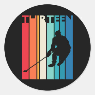 13th Birthday Gift Thirteen Vintage Hockey 13 Year Classic Round Sticker