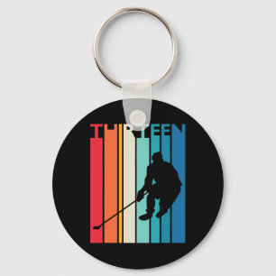 13th Birthday Gift Thirteen Vintage Hockey 13 Year Key Ring