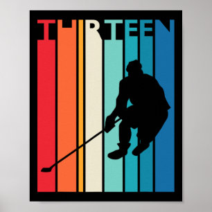 13th Birthday Gift Thirteen Vintage Hockey 13 Year Poster