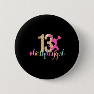 13th Birthday Girl Cheerleader Rainbow Cheerleadin 6 Cm Round Badge