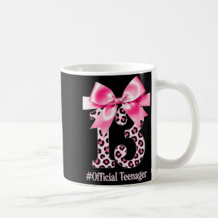13th Birthday Girl Nk Coquette Bow Leopard 13 Year Coffee Mug