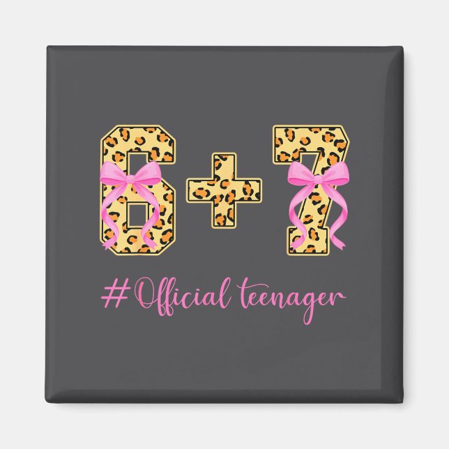 13th Birthday Girl Nk Coquette Bow Leopard 6+7 Yea Magnet (Front)