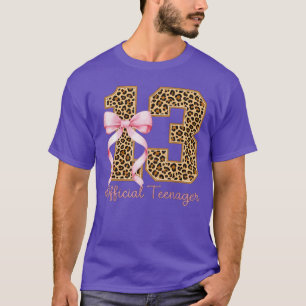 13th Birthday Girl Pink Coquette Bow Leopard 13 Ye T-Shirt