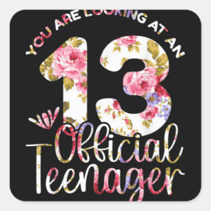 13th Birthday Girls 13 Years Teen Teenager Square Sticker