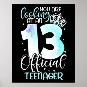 13th Birthday Girls Cute Official Teenager Birth Poster