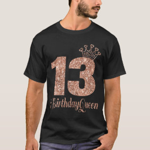 13th Birthday  Girls Double Digits Rose Coloured T-Shirt