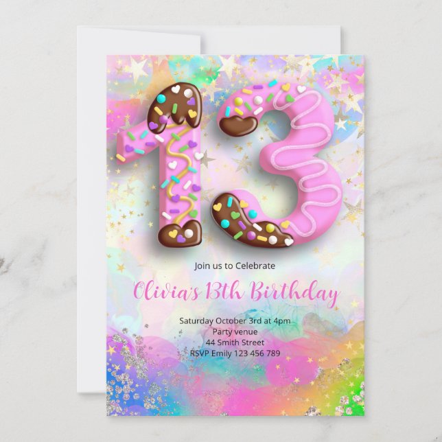 13th Birthday Girls Invitation (Front)