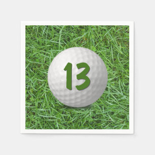13th Birthday Golf Ball on Grass  Napkins