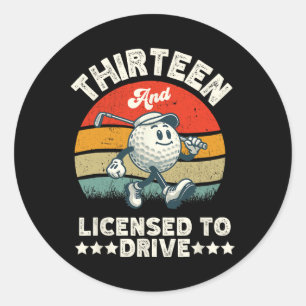 13th Birthday Golf Boys Birthday Par Tee 13 Year O Classic Round Sticker