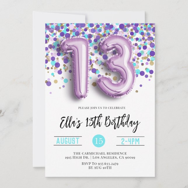 13th Birthday Invitation (Front)