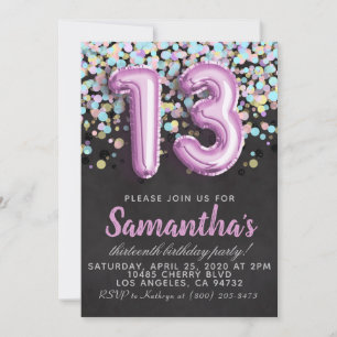 13th Birthday Invitation