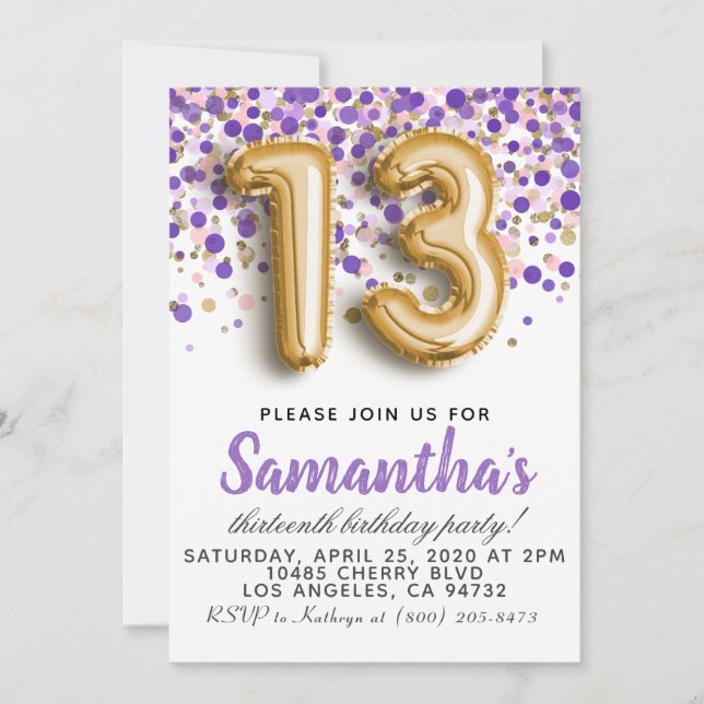 13th Birthday Invitation (Front)