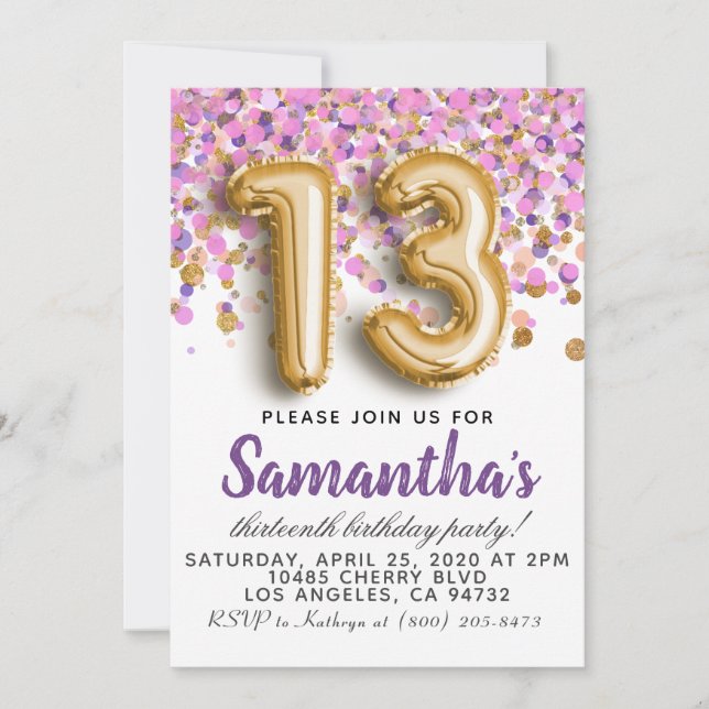 13th Birthday Invitation (Front)