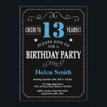 13th Birthday Invitation Blue and Black Chalkboard<br><div class="desc">13th Birthday Invitation Blue and Black Typography. Chalkboard. Black and White Background. Adult Birthday. Male Men or Women Birthday. Kids Boy or Girl Lady Teen Teenage Bday Invite. 13th 15th 16th 18th 20th 21st 30th 40th 50th 60th 70th 80th 90th 100th. Any Age. For further customisation, please click the "Customise...</div>