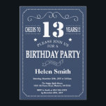 13th Birthday Invitation Blue and White<br><div class="desc">13th Birthday Invitation Blue and White Typography. Blue and White Background. Kids Birthday. Male Men or Women Birthday. Kids Boy or Girl Lady Teen Teenage Bday Invite. 13th 15th 16th 18th 20th 21st 30th 40th 50th 60th 70th 80th 90th 100th. Any Age. For further customisation, please click the "Customise it"...</div>
