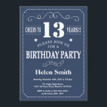 13th Birthday Invitation Blue and White<br><div class="desc">13th Birthday Invitation Blue and White Typography. Blue and White Background. Kids Birthday. Male Men or Women Birthday. Kids Boy or Girl Lady Teen Teenage Bday Invite. 13th 15th 16th 18th 20th 21st 30th 40th 50th 60th 70th 80th 90th 100th. Any Age. For further customisation, please click the "Customise it"...</div>