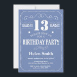 13th Birthday Invitation Blue and White<br><div class="desc">13th Birthday Invitation Blue and White Typography. Blue and White Background. Kids Birthday. Male Men or Women Birthday. Kids Boy or Girl Lady Teen Teenage Bday Invite. 13th 15th 16th 18th 20th 21st 30th 40th 50th 60th 70th 80th 90th 100th. Any Age. For further customisation, please click the "Customise it"...</div>