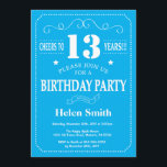 13th Birthday Invitation Blue and White<br><div class="desc">13th Birthday Invitation Blue and White Typography. Blue and White Background. Kids Birthday. Male Men or Women Birthday. Kids Boy or Girl Lady Teen Teenage Bday Invite. 13th 15th 16th 18th 20th 21st 30th 40th 50th 60th 70th 80th 90th 100th. Any Age. For further customisation, please click the "Customise it"...</div>