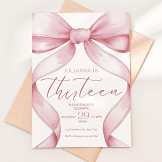 13th birthday invitation girl Pink Coquette Invite