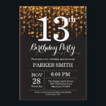 13th Birthday Invitation Gold Glitter<br><div class="desc">13th Birthday Invitation with Gold String Lights with Gold Glitter Background. Gold Birthday. Kids Birthday. Boy or Girl Bday Invite. 13th 15th 16th 18th 20th 21st 30th 40th 50th 60th 70th 80th 90th 100th, Any age. For further customisation, please click the "Customise it" button and use our design tool to...</div>