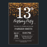 13th Birthday Invitation Gold Glitter<br><div class="desc">13th Birthday Invitation with Gold String Lights with Gold Glitter Background. Gold Birthday. Kids Birthday. Boy or Girl Bday Invite. 13th 15th 16th 18th 20th 21st 30th 40th 50th 60th 70th 80th 90th 100th, Any age. For further customisation, please click the "Customise it" button and use our design tool to...</div>