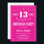 13th Birthday Invitation Hot Pink and White<br><div class="desc">13th Birthday Invitation Hot Pink and White Typography. Hot Pink and White Background. Kids Birthday. Male Men or Women Birthday. Kids Boy or Girl Lady Teen Teenage Bday Invite. 13th 15th 16th 18th 20th 21st 30th 40th 50th 60th 70th 80th 90th 100th. Any Age. For further customisation, please click the...</div>