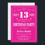 13th Birthday Invitation Hot Pink and White<br><div class="desc">13th Birthday Invitation Hot Pink and White Typography. Hot Pink and White Background. Kids Birthday. Male Men or Women Birthday. Kids Boy or Girl Lady Teen Teenage Bday Invite. 13th 15th 16th 18th 20th 21st 30th 40th 50th 60th 70th 80th 90th 100th. Any Age. For further customisation, please click the...</div>