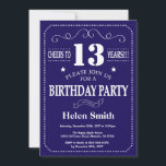 13th Birthday Invitation Navy Blue and White<br><div class="desc">13th Birthday Invitation Navy Blue and White Typography. Navy Blue and White Background. Kids Birthday. Male Men or Women Birthday. Kids Boy or Girl Lady Teen Teenage Bday Invite. 13th 15th 16th 18th 20th 21st 30th 40th 50th 60th 70th 80th 90th 100th. Any Age. For further customisation, please click the...</div>
