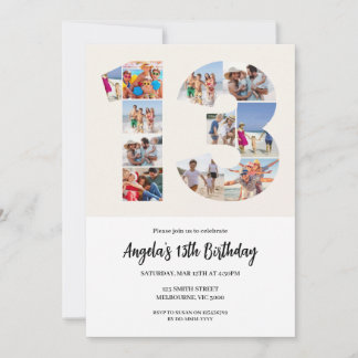 13th Birthday Invitation - Number 13