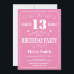 13th Birthday Invitation Pink and White<br><div class="desc">13th Birthday Invitation Pink and White Typography. Pink and White Background. Kids Birthday. Male Men or Women Birthday. Kids Boy or Girl Lady Teen Teenage Bday Invite. 13th 15th 16th 18th 20th 21st 30th 40th 50th 60th 70th 80th 90th 100th. Any Age. For further customisation, please click the "Customise it"...</div>