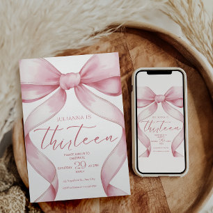 13th Birthday Invitation Pink Coquette Invite Girl