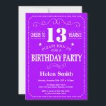 13th Birthday Invitation Purple and White<br><div class="desc">13th Birthday Invitation Purple and White Typography. Purple and White Background. Kids Birthday. Male Men or Women Birthday. Kids Boy or Girl Lady Teen Teenage Bday Invite. 13th 15th 16th 18th 20th 21st 30th 40th 50th 60th 70th 80th 90th 100th. Any Age. For further customisation, please click the "Customise it"...</div>