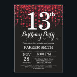 13th Birthday Invitation Red Glitter<br><div class="desc">13th Birthday Invitation with Red String Lights with Red Glitter Background. Red Birthday. Kids Birthday. Boy or Girl Bday Invite. 13th 15th 16th 18th 20th 21st 30th 40th 50th 60th 70th 80th 90th 100th, Any age. For further customisation, please click the "Customise it" button and use our design tool to...</div>