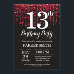 13th Birthday Invitation Red Glitter<br><div class="desc">13th Birthday Invitation with Red String Lights with Red Glitter Background. Red Birthday. Kids Birthday. Boy or Girl Bday Invite. 13th 15th 16th 18th 20th 21st 30th 40th 50th 60th 70th 80th 90th 100th, Any age. For further customisation, please click the "Customise it" button and use our design tool to...</div>