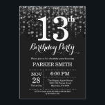 13th Birthday Invitation Silver Glitter<br><div class="desc">13th Birthday Invitation with Silver String Lights with Silver Glitter Background. Silver Birthday. Kids Birthday. Boy or Girl Bday Invite. 13th 15th 16th 18th 20th 21st 30th 40th 50th 60th 70th 80th 90th 100th, Any age. For further customisation, please click the "Customise it" button and use our design tool to...</div>