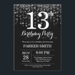 13th Birthday Invitation Silver Glitter<br><div class="desc">13th Birthday Invitation with Silver String Lights with Silver Glitter Background. Silver Birthday. Kids Birthday. Boy or Girl Bday Invite. 13th 15th 16th 18th 20th 21st 30th 40th 50th 60th 70th 80th 90th 100th, Any age. For further customisation, please click the "Customise it" button and use our design tool to...</div>