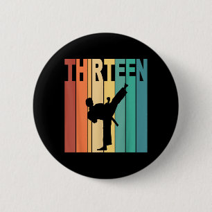 13th Birthday Karate Taekwondo Theme 13 Year Old 6 Cm Round Badge