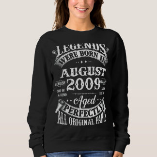 13th Birthday  Legends Born In August 2009 13 Year Sweatshirt