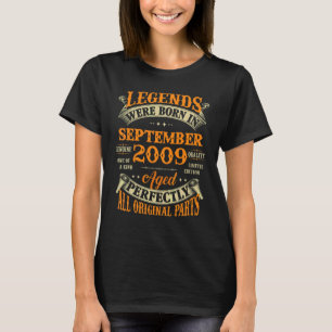 13th Birthday Legends Born In September 2009 13 Y T-Shirt