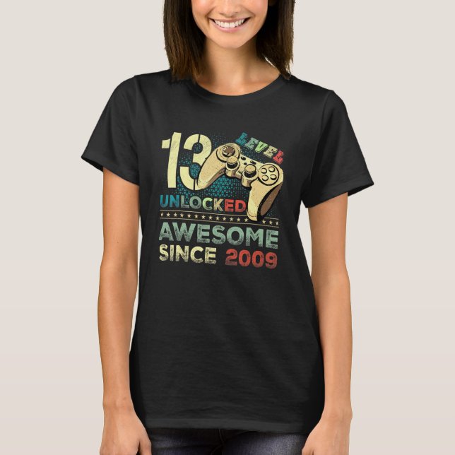 13th Birthday  Level 13 Unlocked Awesome 2009 Kids T-Shirt (Front)